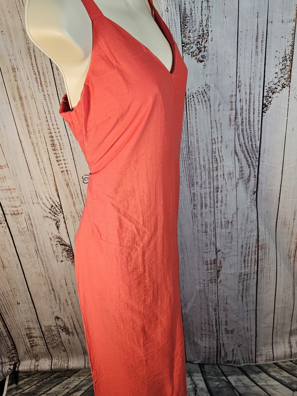 Marine Layer NWT Cari V Neck Wide Leg Jumpsuit Hibiscus Coral Pink Large